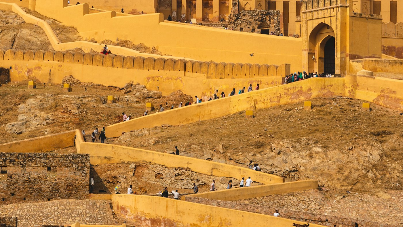 Amber Fort near Jaipur glowing in golden light